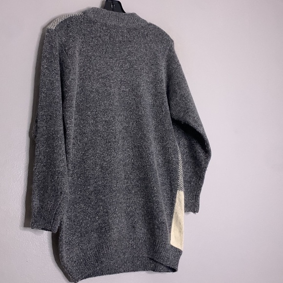 Vintage SEGUE Grey mixed print square mock neck tunic sweater small silk angora - Picture 4 of 6